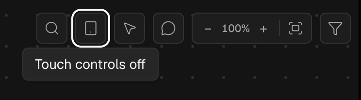 The tablet button showing Touch controls off