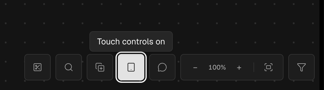 The highlighted tablet button showing Touch controls on