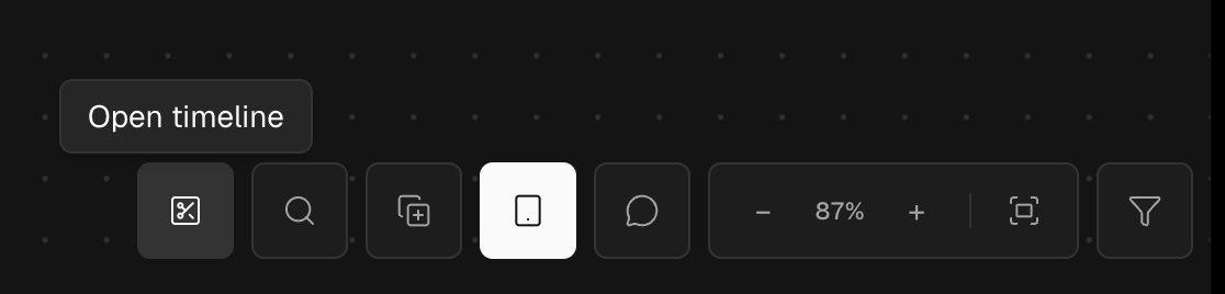 The Open timeline button in the tablet toolbar